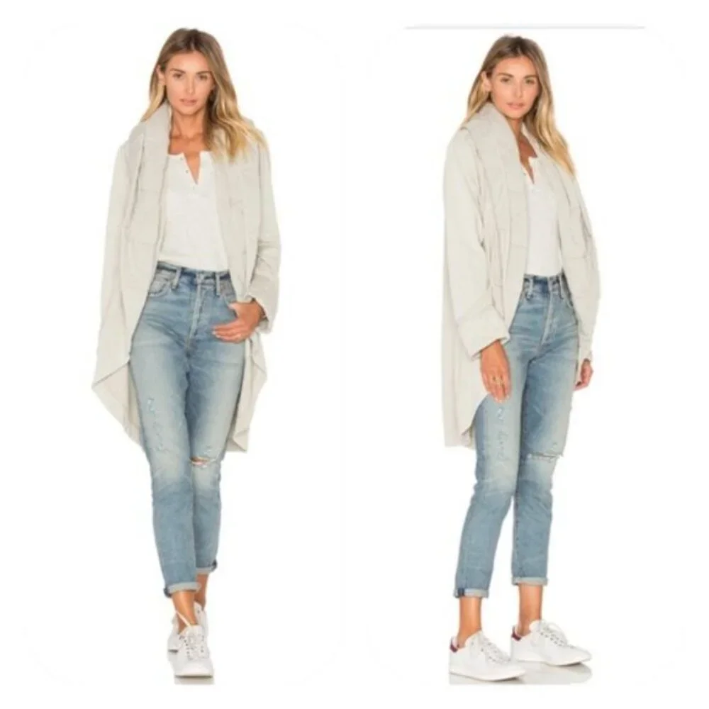 Young Fabulous & Broke cream long line open front quilted blanket cardigan